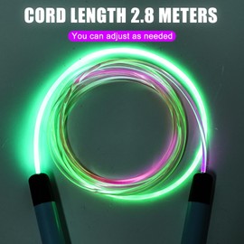 HIIT Luminous Skipping Rope for Children, Skipping Rope with LED Light for Children, Adjustable Skipping Rope with Non-Slip Handles, Skipping Rope Adult Fitness for Interval Training Training