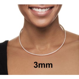 SILVERLIZA 925 Solid Sterling Silver Italian Flat Omega Chain 3 mm Beautiful Chain 16 in