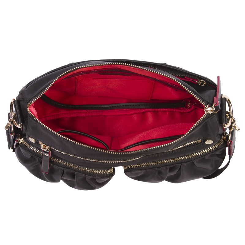 Korvara Nylon Crossbody Bag, Black - Premium Lightweight Top-Zip Handbag