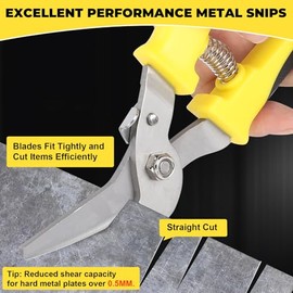 XUDYVCO Tin Snips for Cutting Metal Sheet, Upgrade Heavy Duty Aviation Tin Snips with Sharp Stainless Steel Blade, Professional 8IN Straight Cut Metal Snips for Sheet Metal, Aluminum, Cardboard, Cable