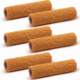 Teenyyou 6 Pcs 9 Inch Textured Paint Roller Set Small Textured Roller Brown for Painting Walls Popcorn Ceiling Home Improvement Paint Supplies, Tan