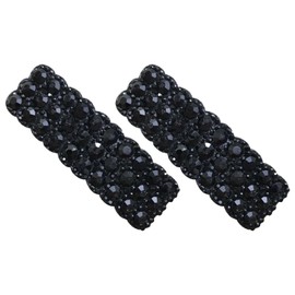 Black Rhinestone Hair Clips for Styling - 2Pcs Metal Alligator Hairpins Bling Crystal Hair Barrettes Glitter French Barrettes Duckbill Hair Pins Hair Accessories for Women Girls Gifts