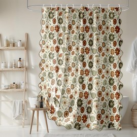 Lofaris Floral Pattern Shower Curtain 72x72 Inches, Elegant Botanical Bathroom Decor, Polyester Shower Curtain with 12 Hooks