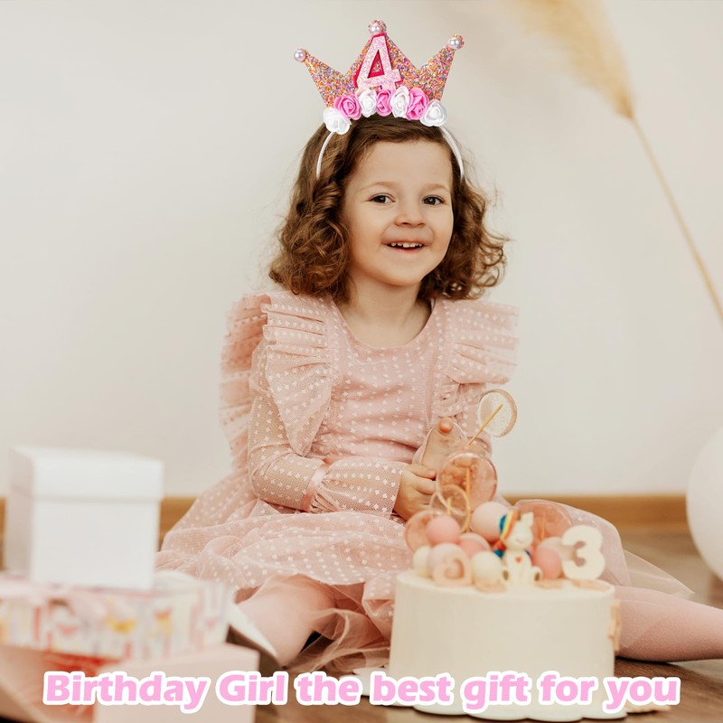APLZGMG Toddler Girls Birthday Crown Headband 2nd to 6th Flower