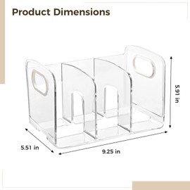 Homaisson 2 PCS Clear Magazine Holders, 3 Compartments Vertical File Organizer for Office Desk, Space-Saving Plastic Desk Book End