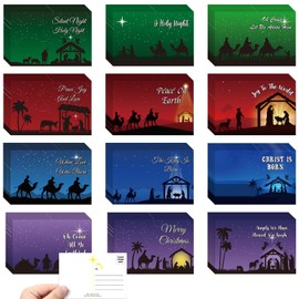 Kosiz 120 Pcs Nativity Cards 4 x 6 Inch Postcards Assorted Greeting Cards Blank Note Cards, 12 Styles
