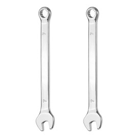 HARFINGTON 2Pcs Combination Wrench 7mm Metric 12-Point Box and Open End 45# Carbon Steel Double Ended Spanner Tool for Automotive Pipe Furniture Machinery DIY Repair, Silver White