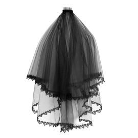 NICEYEA Bridal Veil, Short Bridal Veil, Tulle Wedding Short Veil, Satin Edge, Women's Fascinators with Comb for Wedding, Hen Night Party