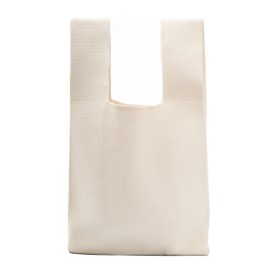 TOPASION - Bolsa de punto con nudo para la muñeca, bolsa de compras con asa, Beige
