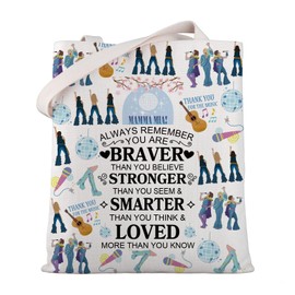 WSNANG Music Musical Inspired Gift Music Musical Tote Bag Dancing Travel Bag You are Braver Stronger Smarter Shoulder Bag (MamaAlway TB)