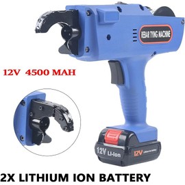Fetcoi 8-34mm Rebar Tying Machine Rebar Tying Tool, Automatic Rebar Tie Wire Twister Rebar Tie Tool w/Pliers + 2 x Batteries, Rebar Tier Tying Machine for Steel Bar Rod Tying Binding, Blue
