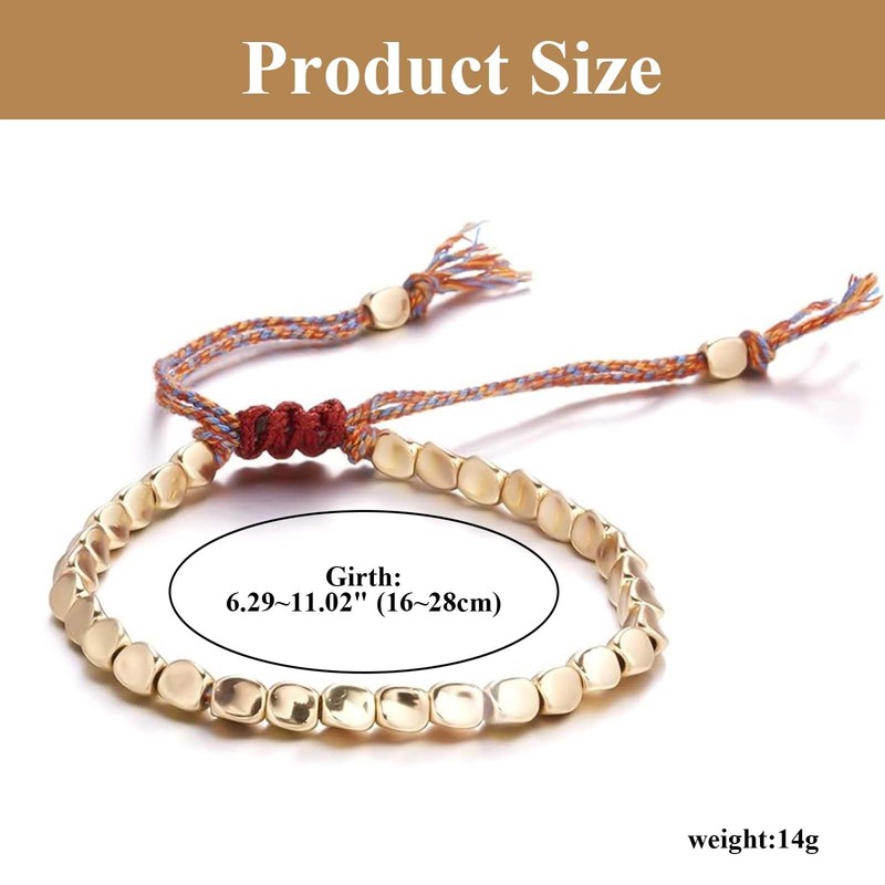 Tibetan Bracelet of Fortune, Adjustable Copper Bead Lucky Buddhist Bracelet