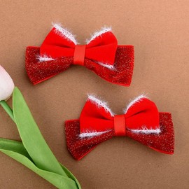 Glitter Red Christmas Hair Clips for Women Red Hair Bows Clips Sparkly Christmas Hair Accessories for Girls Kids Xmas Bows Red Ribbon for Hair Barrettes Hairpin Xmas Christmas New Year Gifts
