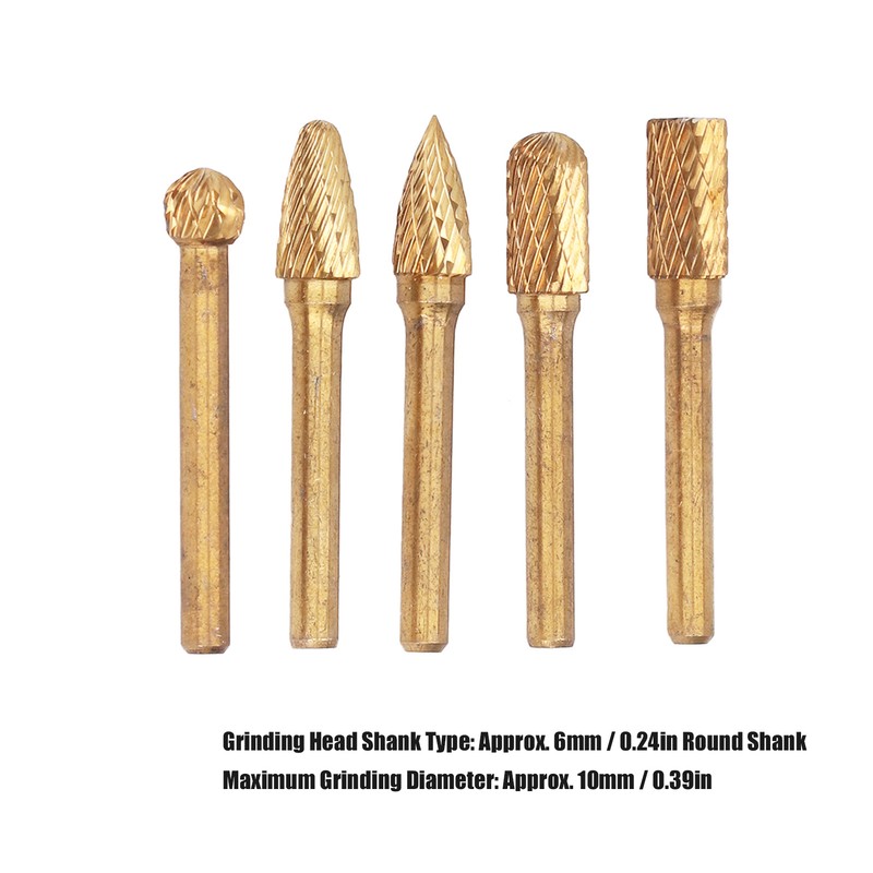 5Pcs Grinding Bit Head Rotary File Burr Double Cut Tool