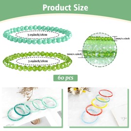 NCPLYGOU 60pcs Crystal Beaded Bracelet Bulk for Women Colorful Beaded Bracelet Boho Multi Layer Stacking Bracelets Stretchy Strand Crystal Bead Bracelets Shiny Bead Bracelets