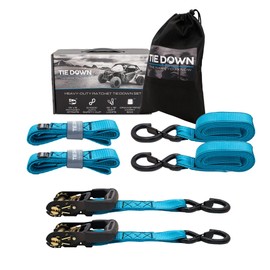 Tie Down 1.5 inch x 8 ft Blue Heavy Duty Ratchet Strap, 2-Pack Kit - 5208 lbs. Breaking Load Limit