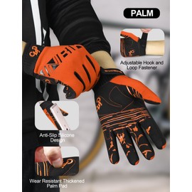 INBIKE Mountain Bike Gloves Cycling for Men MTB Touchscreen Accessories Road Padded Mens Cycle Bicycle Biking Women Full Fingers Glove Orange L