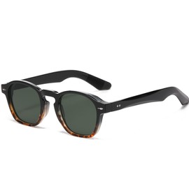 Onrtry Retro Square Round Sunglasses for Women Men Trendy Circle Small Sun Glasses Thin Cube Shades UV 400(Black&Leopard/G 15)