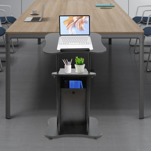 TBvechi Rolling Table Lectern Podium on Wheels Laptop Workstation with