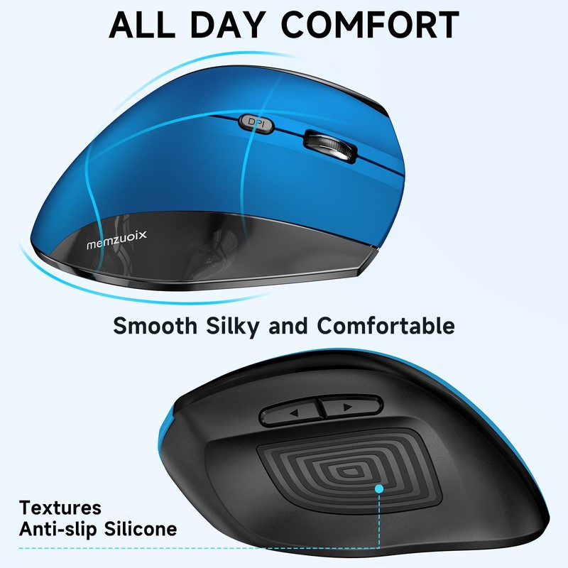 memzuoix Ergonomic Vertical Wireless Mouse - 2.4G Optical Cordless Mice