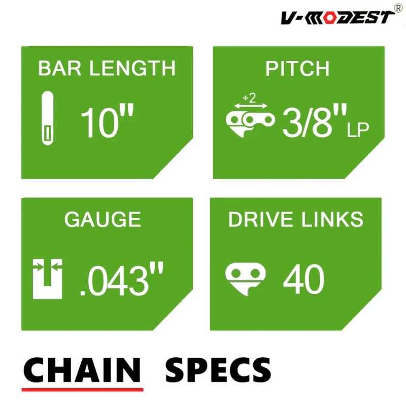 V-MODEST 10" Chainsaw Chain For Atlas 40v Cordless Pole Saw