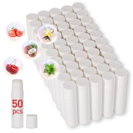 Dmsky- DMSKY Paquete de 50 bálsamos labiales sin etiqueta, bálsamo labial natural a granel en tubo en blanco, bálsamo labial para regalos de fiesta y 