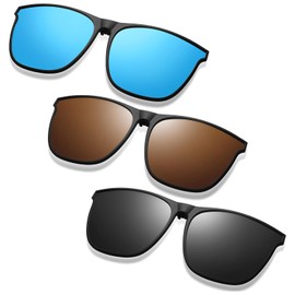 LIURFLNC 3 Stück Clip on Sonnenbrille, Sonnenbrillen Aufsatz Brille, Polarisiert Sonnenbrille für Brillenträger, Anti-Glare Flip Up Sonnenbrillen Clip für Brille Herren und Damen