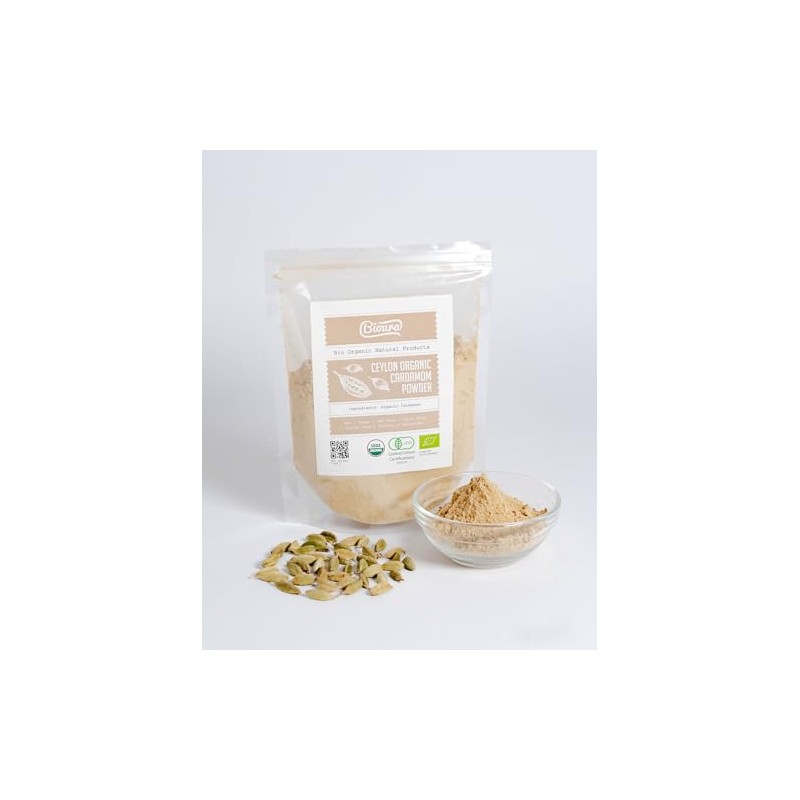 Bioura Organic Ceylon Green Cardamom powder 100g, Handpicked, Sun-Dried, Rich