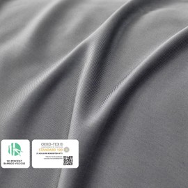 YnM Cooling Bed Sheet Set with 100 Percent Rayon Derived from Bamboo, 400TC Fabric with 2 Pillowcases and Flat Sheet, Deep Pocket Fit 19'', Silky-Soft & Sweat Wicking, 4 Piece (Full, Dark Grey)