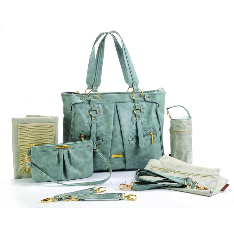 timi & leslie Dawn 7-Piece Diaper Bag Set, Cloud Blue