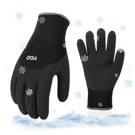 Vgo... 5-Pairs Freezer Winter Work Gloves, Double Lining Rubber Latex Coated for Outdoor Heavy Duty Work (Size XL, Black, RB6032)