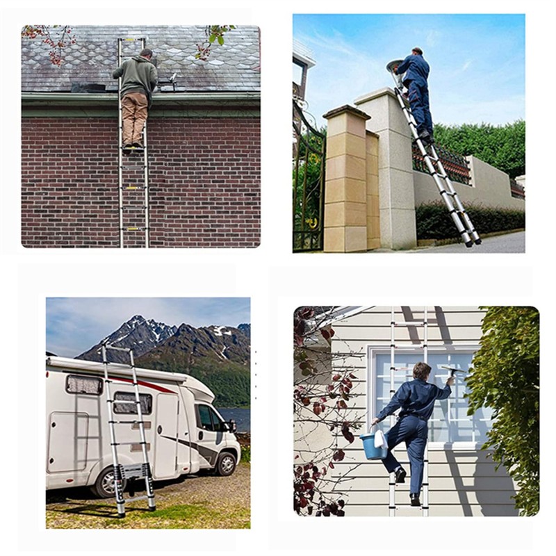 elfinrm Folding Telescoping Ladder 12.5FT Aluminum Extendable Ladder One Button