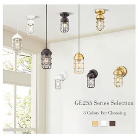 Emliviar Farmhouse Outdoor Wall Light for House Porch, Vintage Exterior Wall Lantern, Industrial Nautical Metal Cage with Clear Tempered Glass, Oil Rubbed Bronze Finish, GE255B ORB