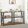 LVB Rustic Console Table, Wood Metal Entryway Table Behind Couch,