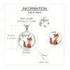 Fox Pendant Necklace and Earrings Set, Silver Tone with Orange