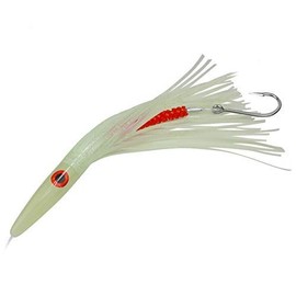 OCEAN CAT Saltwater Offshore Squid Skirts Octopus Soft Trolling Lures with Circle Hook Cable for Marlin Tuna Mahi Dolphin Durado Wahoo Big Game Saltwater Fishing Tackle (Luminous, 12inches)