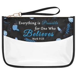Christian Gifts for Women Religious Zipper Makeup Bag Inspirational Gifts for Her Bible Verse Cosmetic Bag Motivational Faith Gifts for Mom Friend Coworker Birthday Graduation Gift Toiletry Pouch