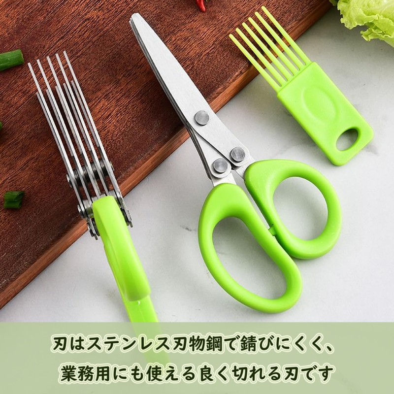Shredder Scissors, 5-Blade Herb Cutter Scissors, Kitchen Scissors, Scissors, Leek,