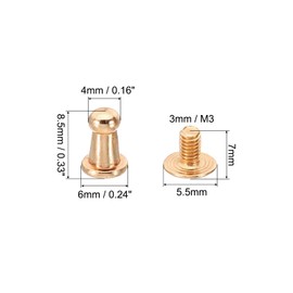 PATIKIL 4mm Leather Rivets, 100 Sets Round Button Head Studs Metal Screw Studs Posts Chicago Screws Rivet for Clothing Leather Crafts Shoes Punk, 4x6x8.5mm Gold Tone