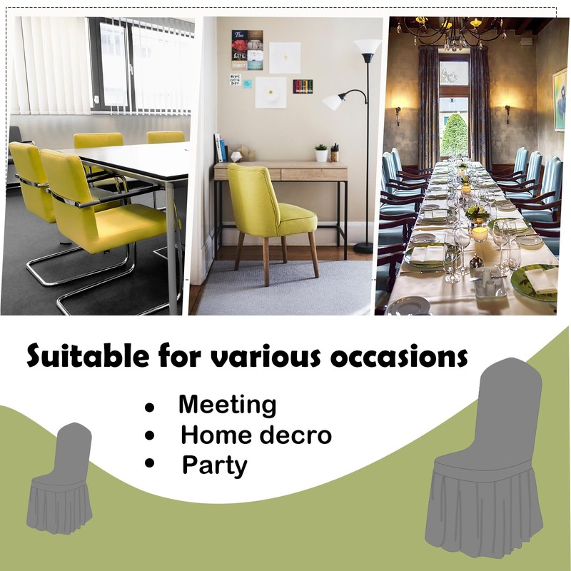 Qubjus 2 Pack Stretch Spandex Dining Chair Covers with Skirt