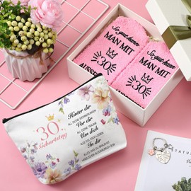 Weewooday Birthday Gift for Women Including Cosmetic Bag for Women Socks and Keyring Gift Ideas for Women Wife Mother Grandma Daughter Sister Girlfriend Teenager, As shown in the picture, 30 Years