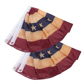 CAXUSD 1set Fan Shaped American Flags Independence Day Decorations Patriotic Pleated Banner for July Celebrations for Home Outdoor Decor 2pcs