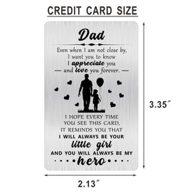 Alotozo Dad Card from Daughter - Dad Valentines Day Gifts from Daughter - Wallet Card Inserts to My Dad - Father's Day Birthday Cards for Papa Daddy