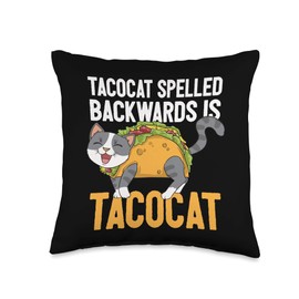 Tacocat Palindrome Taco Cat Lover Mexican Food Linguist Throw Pillow