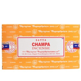 SATYA CHAMPA INCENSE STICKS (FULL BOX OF TWELVE 15g PACKS)