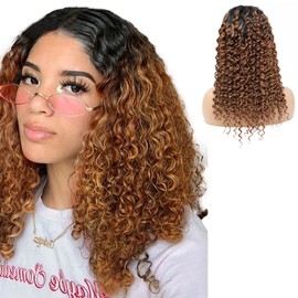 LYBYL Blonde Lace Front Wig Real Hair Wig 4 x 4 Lace Front Wig Pre Plucked Ombre Blonde Wig 1B/30 Brazilian Remy Hair Wig 180% Density 22 Inches (55.88 cm)