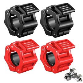 OHYER 4 Pieces Dumbbell Clasps Barbell Clamps Barbell Collars Dumbbell Clamps Dumbbell Bars Secure Snap Lock for 28 mm Red and Black Training Accessories for Workout Weightlifting Fitness