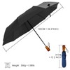 Pumi-geous Wooden Handle Umbrella Automatic Windproof Lightweight Collapsible Backpack Travel