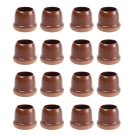 CONPHERON Pack of 16 Rubber Chair Leg Caps Furniture Chairs Floor Protection Protective Cover Elastic Furniture Protective Caps with Felt for Chair Legs,Brown Round Fit 25-37mm