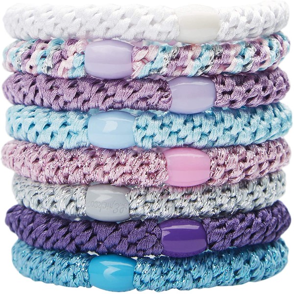 L. Erickson Grab & Go Ponytail Holders, Purple Daze, Set of Eight - Exceptionally Secure with Gentle Hold